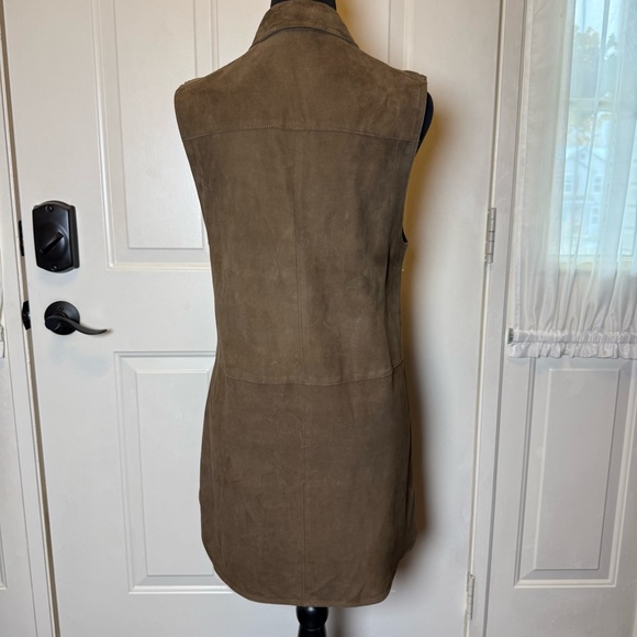 Vince. Suede Goat Leather Snap Button Front Collared Tunic / Vest Sz 0 - Picture 4 of 16